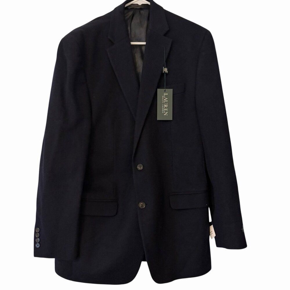 Lauren Ralph Lauren Men's Navy Blue Cashmere Wool Blazer Jacket Size 40 Long